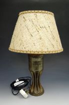 A trench art lamp crafted from a Great War 18-pounder artillery shell, 33 cm