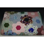 Handmade geometric patchwork quilt for a double bed 150 cm x 230 cm