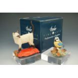 A miniature Border Fine Arts figurine 'Autumn Blues' together with another of a Siamese cat, tallest