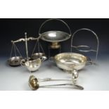 A quantity of electroplate including six Walker & Hall Carlisle sundae dishes, two ladles, two gravy