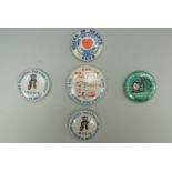Five 1950s Her Majesty's Theatre Carlisle button badges