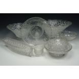 Victorian and early 20th Century pressed glass centre-pieces and bowls including a Grace Darling