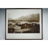 Two large photographic prints of old Keswick by Mayson, one showing the town form an elevated