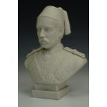A Victorian Parian ware bust of General Gordon, W H Goss, 19 cm