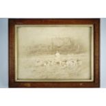 Victorian framed sepia photograph of 'Third Hussars' Foxhounds, with Captain F. Forster, the