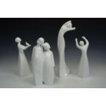 Four Royal Doulton figurines; 'Yearning', 'Sisters', 'Awakening' and 'Peace', tallest 29 cm