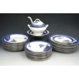 A Burleighware Hampton pattern blue-and-white part dinner service