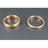 An 18 ct gold wedding band, K, 3.3 g, together with a 9 ct band, N, 1.4 g