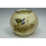Royal Worcester Blush Ivory oval bodied posy vase, decorated with raised gilt branches and a hand