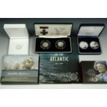 A 2005 Nelson Trafalgar silver proof two coin set, together with a similar Victoria Cross set, a
