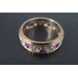 A 9 ct gold band set with pink and white stones, L/M, 4.1 g