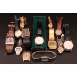 13 ladies' and gentlemen's wristwatches including a Rotary quartz digital on a metal bracelet.