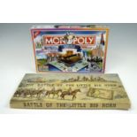 Two vintage board games, Monopoly 'Carlisle edition' and Waddington's 'Battle of Little Big Horn'