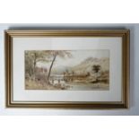 W. C. H. (late 19th Century) A watercolour lake view, depicting cattle grazing on the wooded banks
