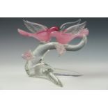 A Franco Moretti Murano glass birds figure, 28 x 24 cm