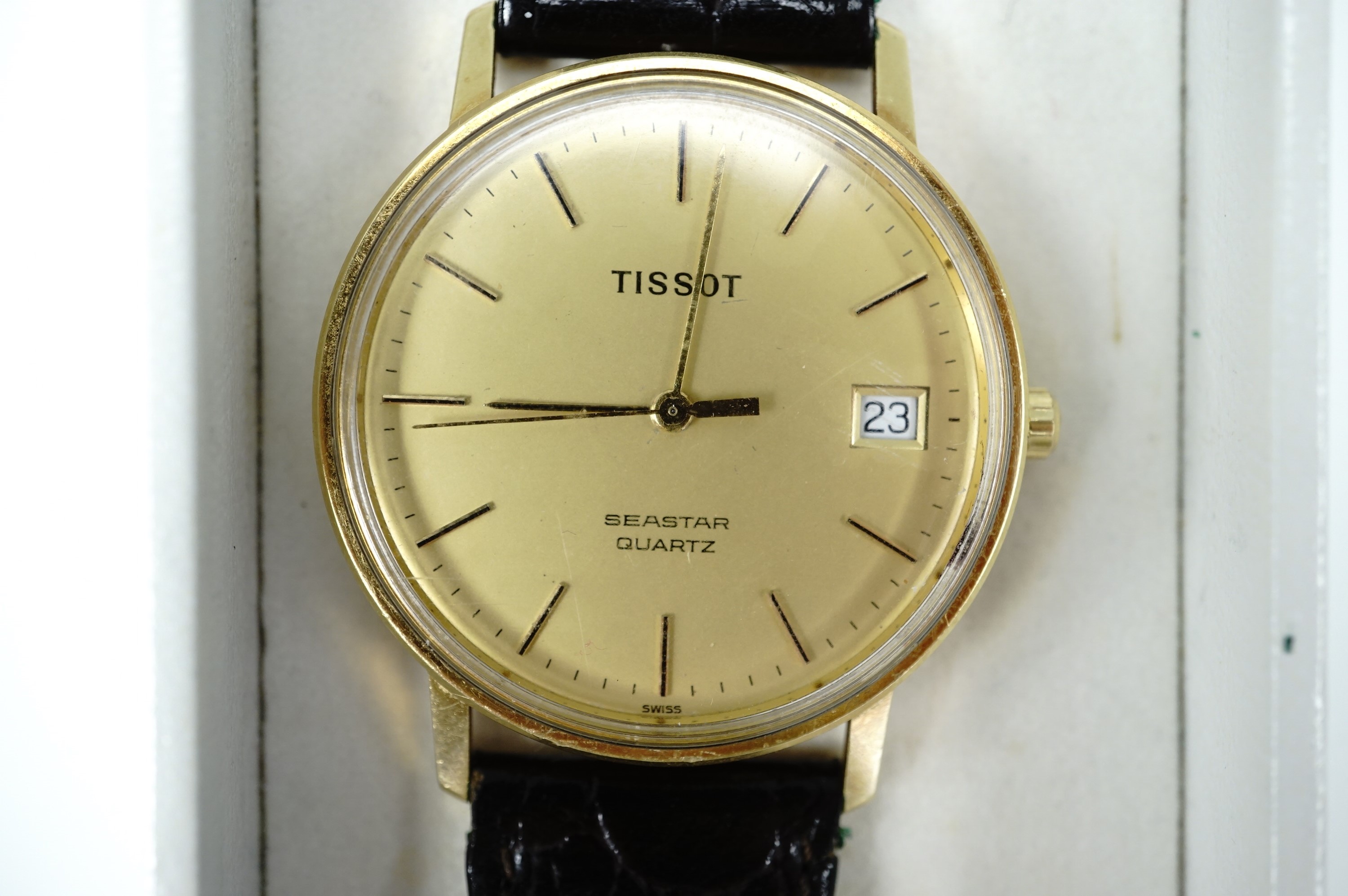 A Tissot 18K yellow metal cased Seastar Quartz wristwatch, circa 1980s, 33 mm excluding crown, - Image 2 of 2
