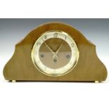 A 1960s West German Bentima mantle clock and key, face 15 cm