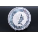 An Australian Kookaburra 1 kg fine silver 30 dollar coin
