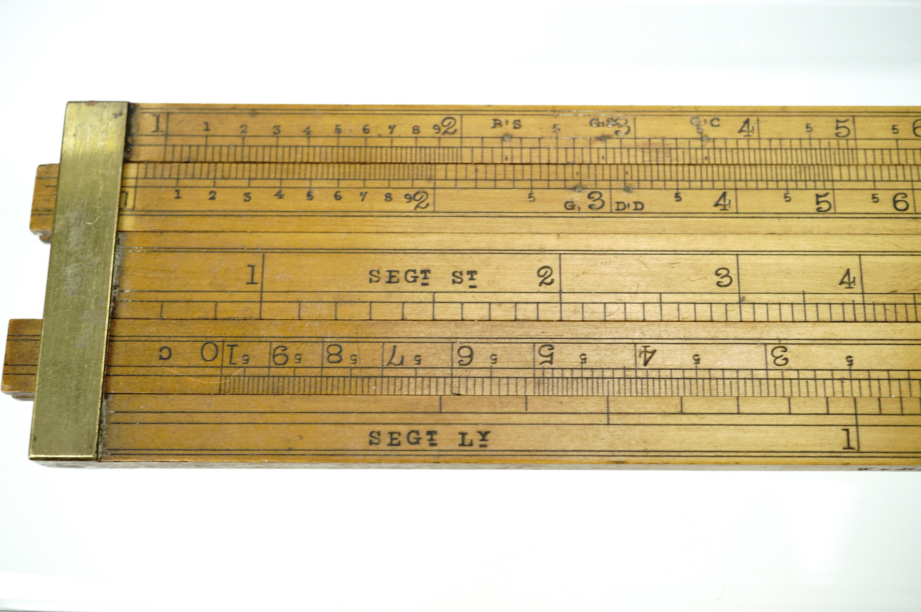 A Reeves Customs and Excise type brass-mounted box wood ruler / gauge, together with a Rabone timber - Image 2 of 11