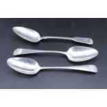 Three various Georgian silver table spoons, 177 g