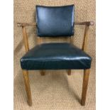A 1950s upholstered oak office chair