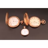 Two late 19th / early 20th Century rolled gold hunter pocket watches together with an American Betsy