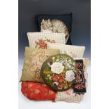 Eight various latter 20th century needlework cushions and a pad