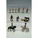 Ten late 19th / early 20th Century die-cast lead toy soldiers, two on horseback, and three