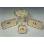 Three Edwardian nut dishes, formed as a square and two rectangles with bevelled corners and canted