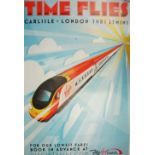 A 2013 Virgin Trains poster 'Time Flies', Carlisle - London line, 102 x 64 cm