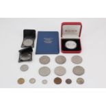 A selection of commemorative coins, comprising a set of 'First Decimal Coins', a cased Stanley
