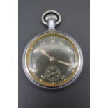 A Second World War British military pocket watch, having a Waltham movement and 24-hour dial, the