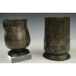 A William IV quart pewter tankard together with one other tankard