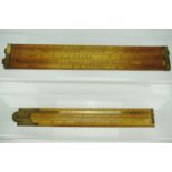 A Reeves Customs and Excise type brass-mounted box wood ruler / gauge, together with a Rabone timber