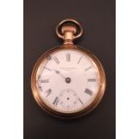 An early 20th Century Pan America, Philadelphia, USA rolled gold pocket watch, (a/f)