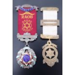 An enamelled silver RAOB medal together with a Masonic jewel