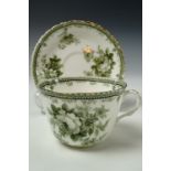 An Edwardian Doulton 'Adelaide' part tea service, transfer decorated in green with gilt edges, (a/