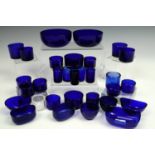 A quantity of cobalt blue glass liners