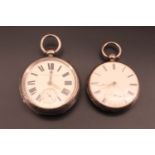 Two Victorian silver key-wound lever pocket watches, having un-named movements