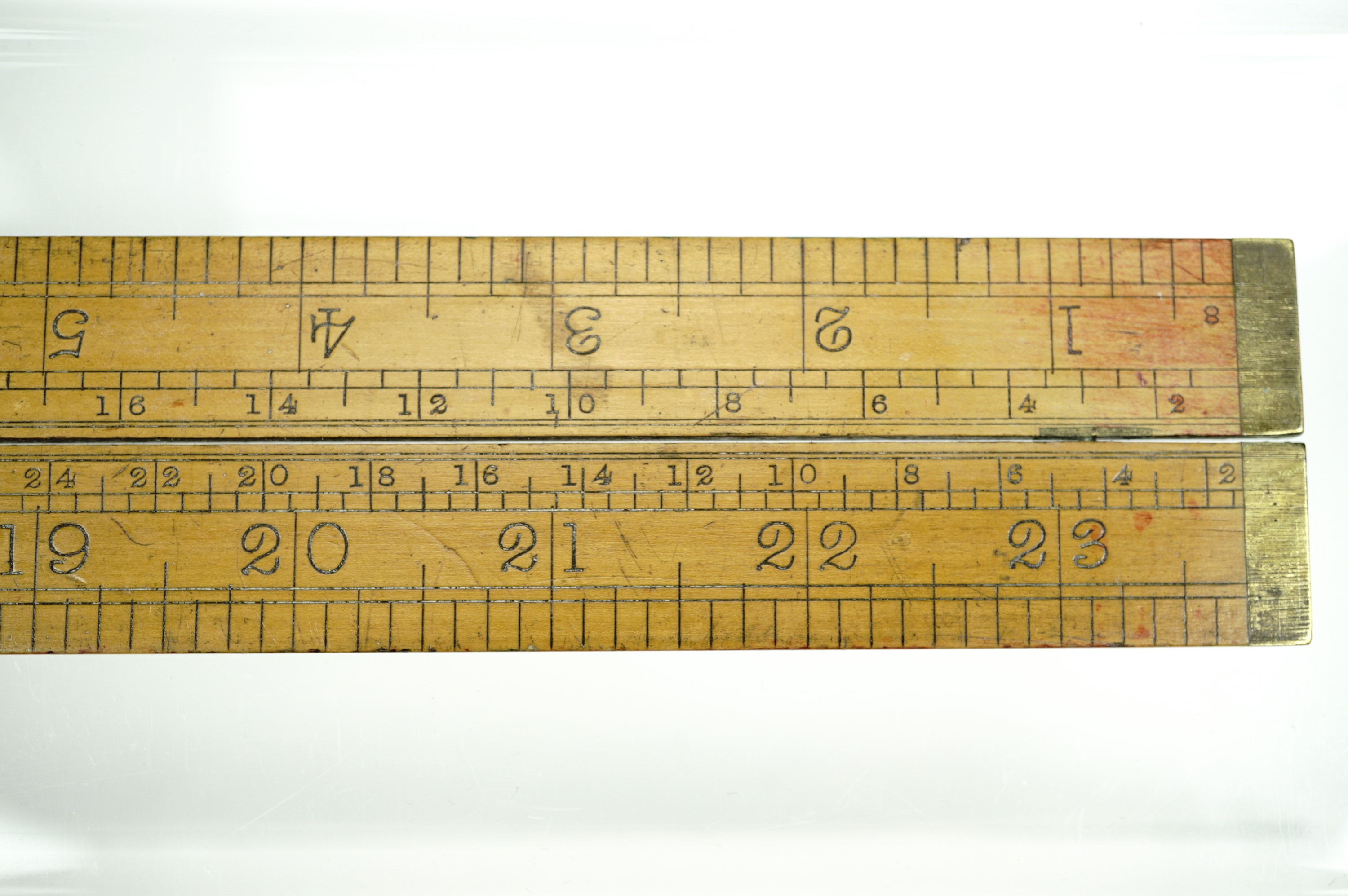 A Reeves Customs and Excise type brass-mounted box wood ruler / gauge, together with a Rabone timber - Image 11 of 11