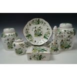 Eight items of Kowloon Ware including three ginger jars, lidded box, plates etc, tallest 16 cm
