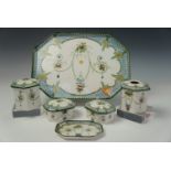 An early 20th century Corona Ware 'Stella' part dressing table set, (a/f), two Victorian