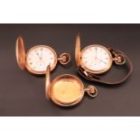 Three late 19th / early 20th Century rolled gold hunter pocket watches