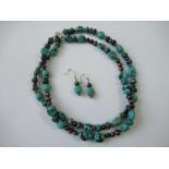 Turquoise necklace and earrings