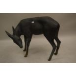 Modern dark patinated life size bronze figure of a deer, 28ins x 31ins approximately overall Overall