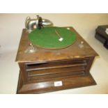 Thorens early 20th Century oak cased table top wind-up gramophone (at fault)