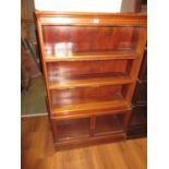 Pair of early 20th Century mahogany and satinwood crossbanded sectional bookcases, each with three