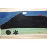 After Alexander Calder, gouache ' Sun Falling Behind Mountains ', bearing signature and label, 11.