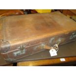 Ernest Hoffman, vintage leather suitcase, 28ins x 16ins x 7.5ins