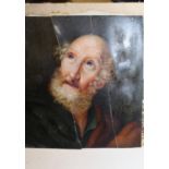 19th Century miniature on ivorine portrait of a saint (at fault), 5.25ins x 4.25ins, small 19th